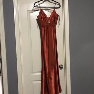 Copper orange bridesmaid dress